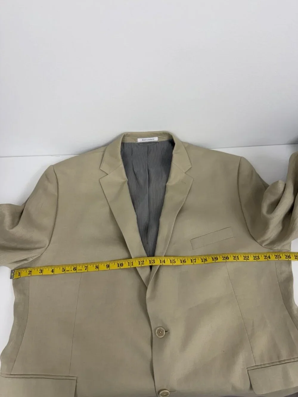 Calvin Klein Mens Sz 50R Beige 100% Linen Blazer 2 Button Dual Vent Great Look - Picture 11 of 13